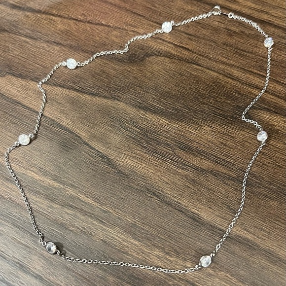 Elegant Sterling Silver Necklace with CZ Accents - Picture 1 of 3
